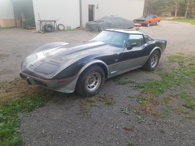1978 black and silver Chevrolet Corvette