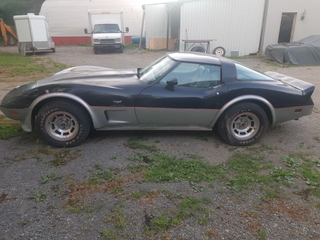 1978 black and silver Chevrolet Corvette