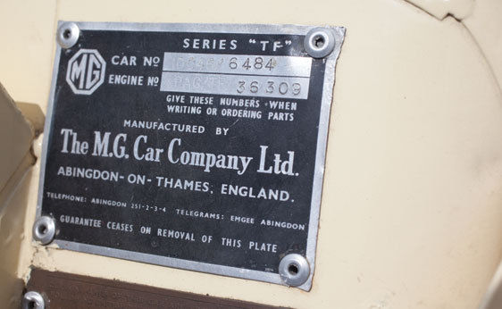 1954 Primrose yellow MG T-Series Roadster