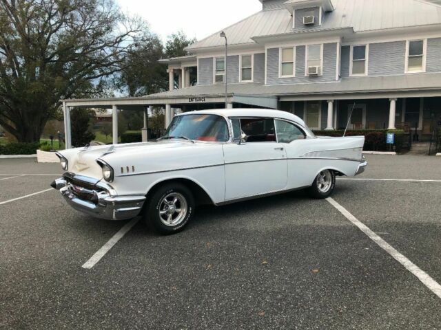 1957 White Chevrolet Bel Air/150/210 Coupe
