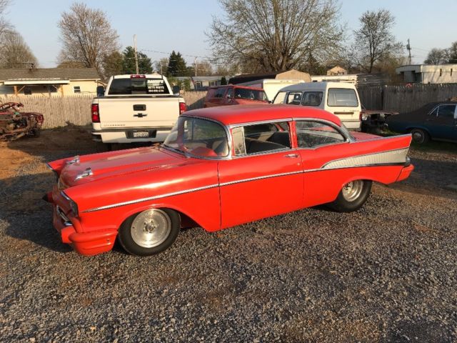 1957 Orange Chevrolet Bel Air/150/210 Sedan