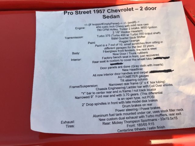 1957 Orange Chevrolet Bel Air/150/210 Sedan