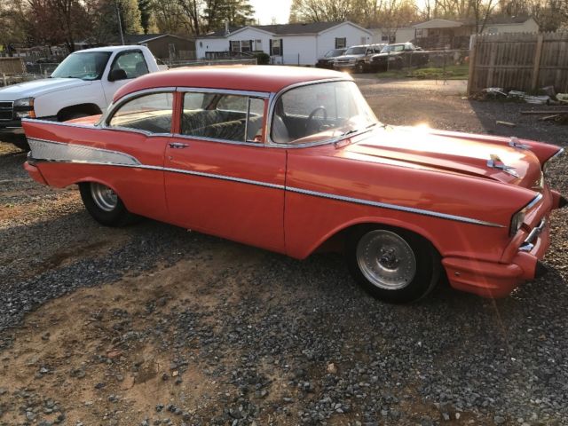 1957 Orange Chevrolet Bel Air/150/210 Sedan