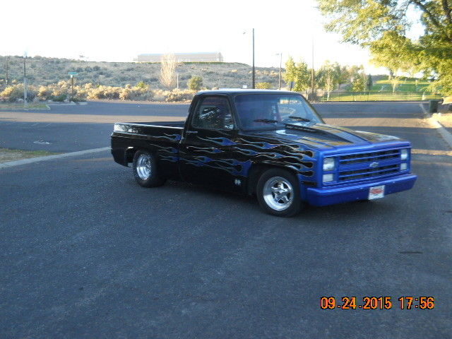 1985 Custom Black with blue flames Chevrolet C-10 Standard Cab Pickup