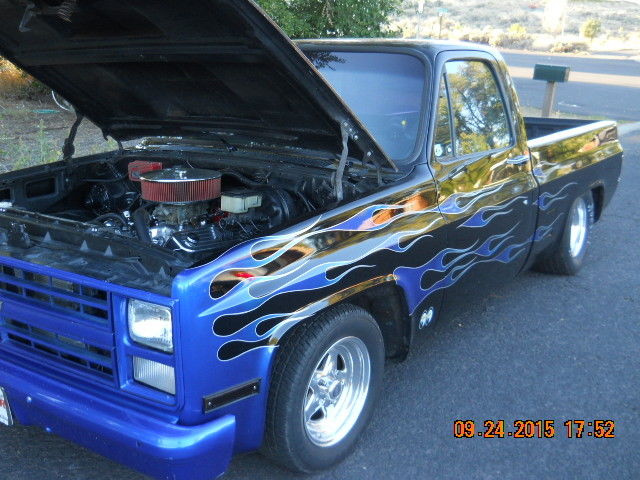 1985 Custom Black with blue flames Chevrolet C-10 Standard Cab Pickup