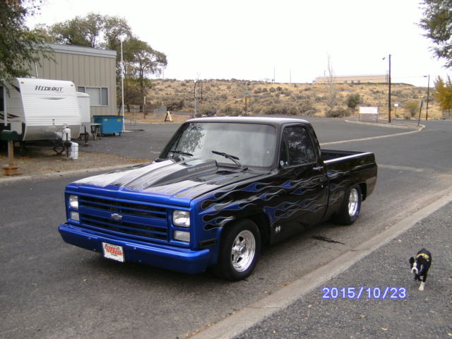 1985 Custom Black with blue flames Chevrolet C-10 Standard Cab Pickup