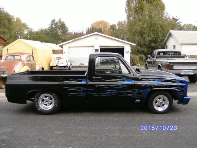1985 Custom Black with blue flames Chevrolet C-10 Standard Cab Pickup