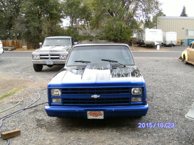 1985 Custom Black with blue flames Chevrolet C-10 Standard Cab Pickup