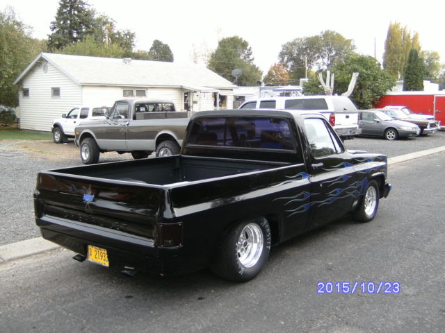 1985 Custom Black with blue flames Chevrolet C-10 Standard Cab Pickup
