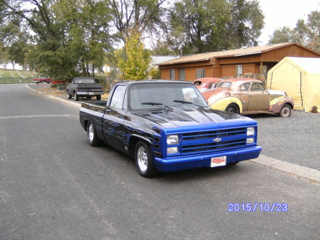 1985 Custom Black with blue flames Chevrolet C-10 Standard Cab Pickup