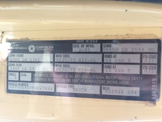 1985 CREAM/GOLD Dodge Other Pickups Cab & Chassis