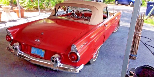 1955 rangoon Red Ford Thunderbird Convertible with orig. hardtop