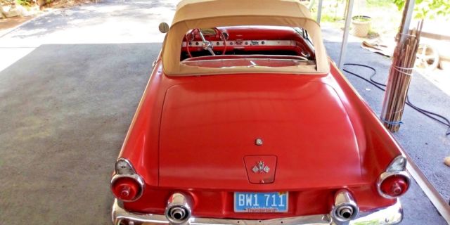 1955 rangoon Red Ford Thunderbird Convertible with orig. hardtop