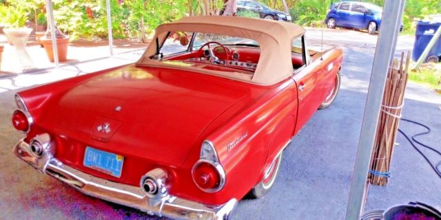 1955 rangoon Red Ford Thunderbird Convertible with orig. hardtop