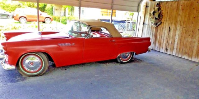 1955 rangoon Red Ford Thunderbird Convertible with orig. hardtop