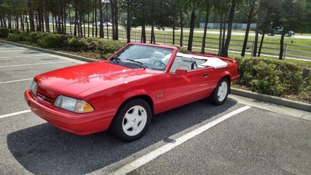 1992 Red Ford Mustang Convertible