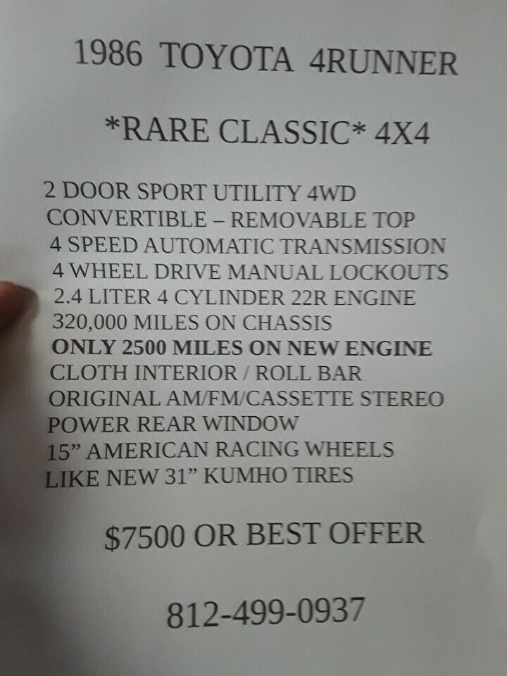 1986 Blue Toyota 4Runner Convertible