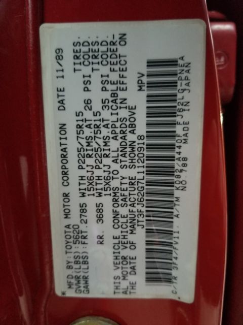 1990 Red Toyota Land Cruiser