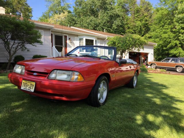 1992 Red Ford Mustang Convertible