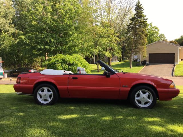 1992 Red Ford Mustang Convertible