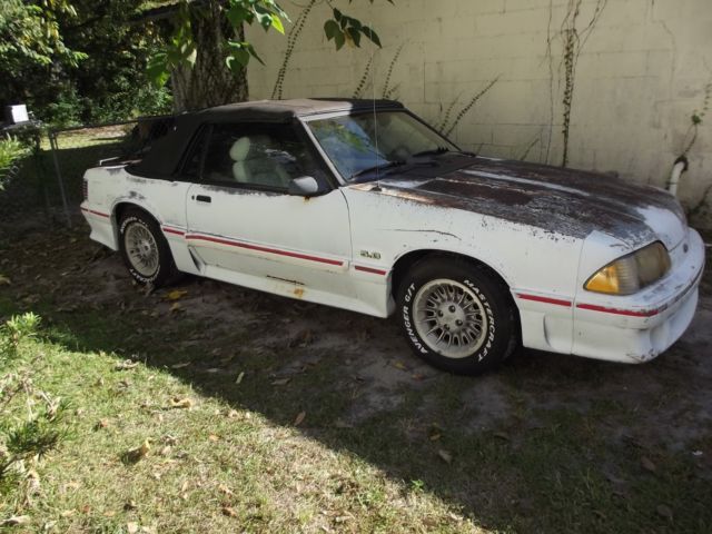 1987 White Ford Mustang Convertible