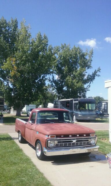 1965 Red Ford F-100 Standard Cab Pickup