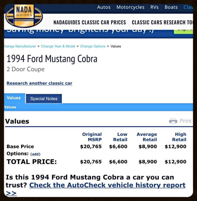1994 Red Ford Mustang Coupe