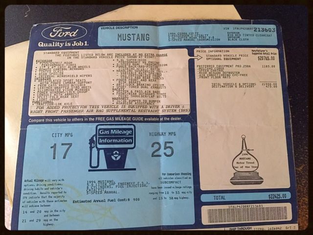 1994 Red Ford Mustang Coupe