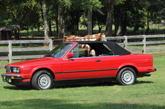 1989 Red BMW 3-Series Convertible