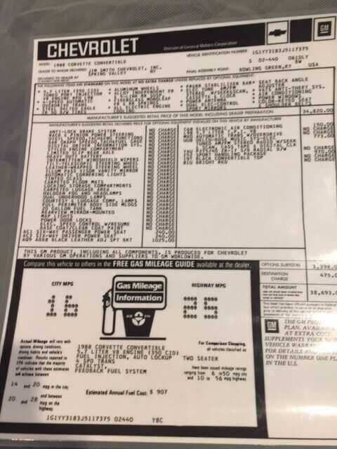 1988 Red Chevrolet Corvette