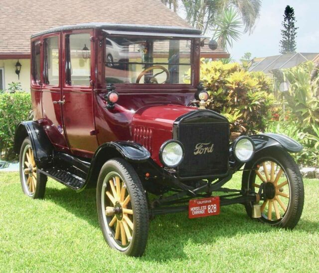 1920 Red Ford Model T Fordor Sedan