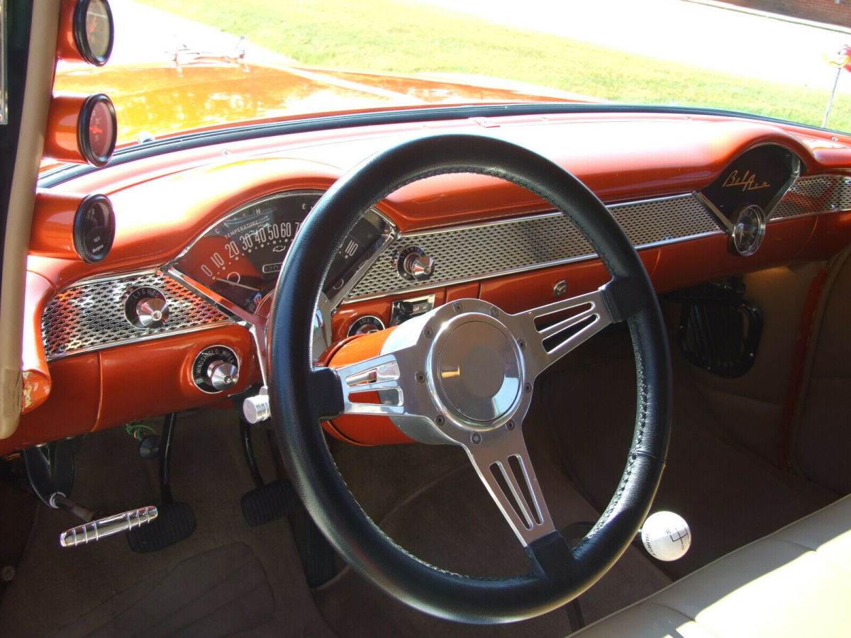 1955 Candy Tangerine over Solar Gold Chevrolet Bel Air/150/210 2 Dr. Sedan