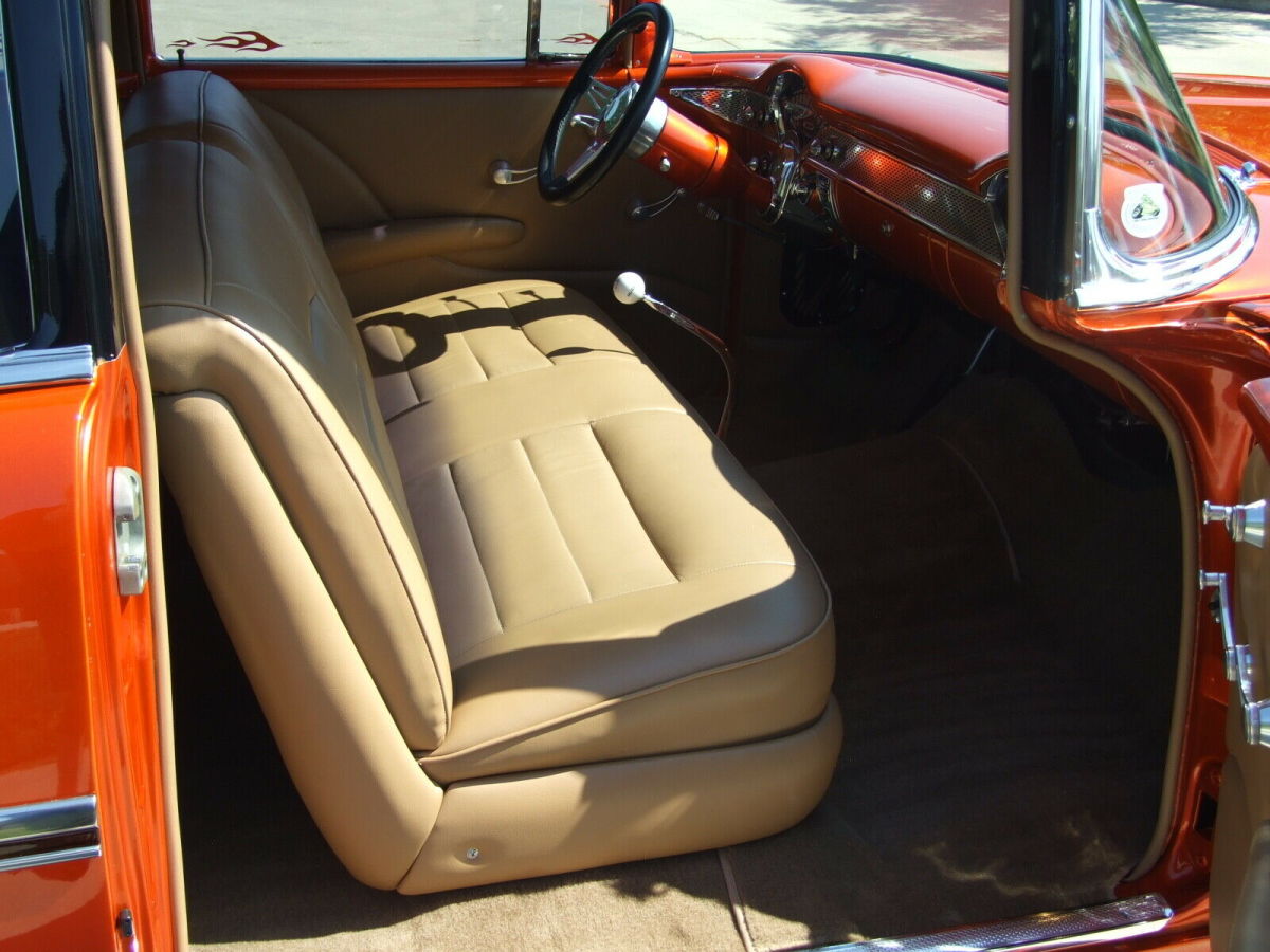 1955 Candy Tangerine over Solar Gold Chevrolet Bel Air/150/210 2 Dr. Sedan