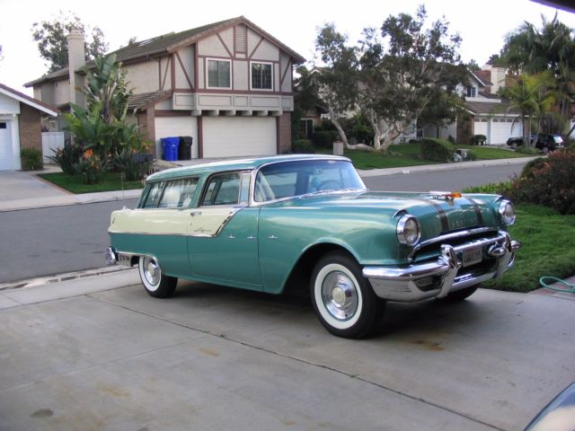 1955 Turquoise Blue metalic  and White Mist Pontiac Safari Wagon Wagon