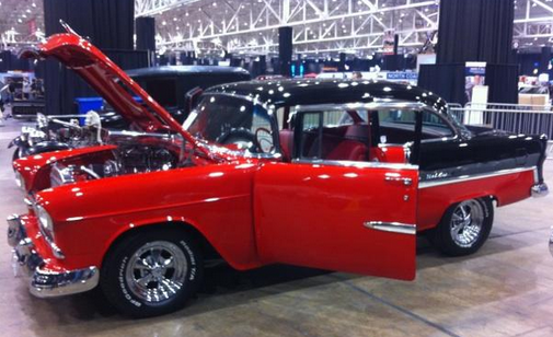 1955 Red/Black Chevrolet Bel Air/150/210 2 DR Post