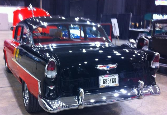 1955 Red/Black Chevrolet Bel Air/150/210 2 DR Post