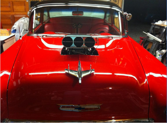 1955 Red/Black Chevrolet Bel Air/150/210 2 DR Post