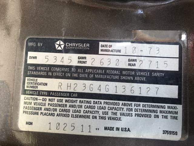 1974 Brown Chrysler Sebring Coupe