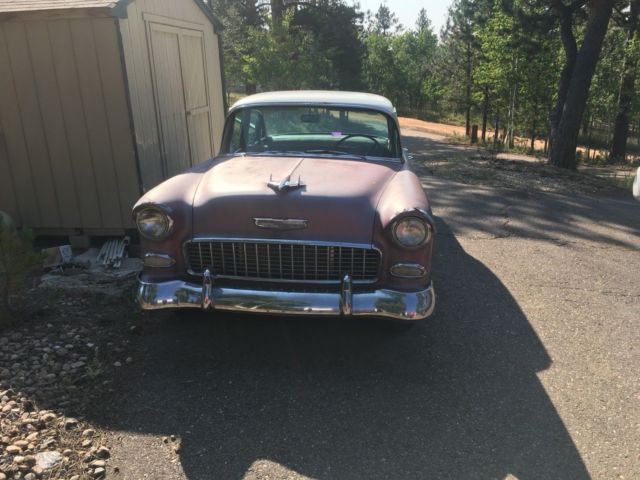 1955 Burgundy & Grey Chevrolet Bel Air/150/210 Sedan