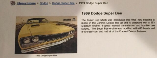 1969 Yellow Dodge Super Bee Coupe
