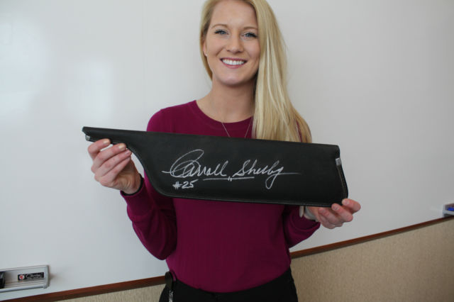 1967 white w/blue stripes Ford Mustang