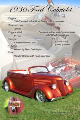 1936 Prowler Orange, w/Pearl Clearcoat Ford Cabriolet 4 Passenger Two door Slantback