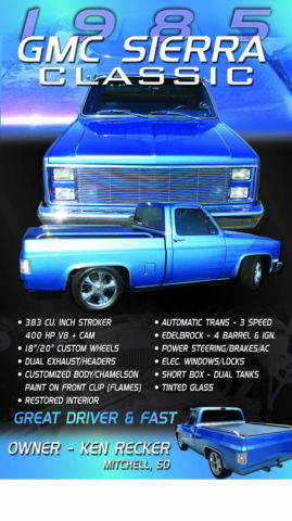1985 CUSTOM BLUE WITH FLAMES THAT CHANGE COLORS GMC Sierra 1500 SHORT BED