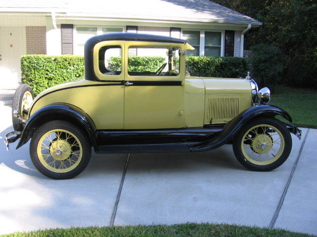 1928 Yellow Ford Model A Coupe