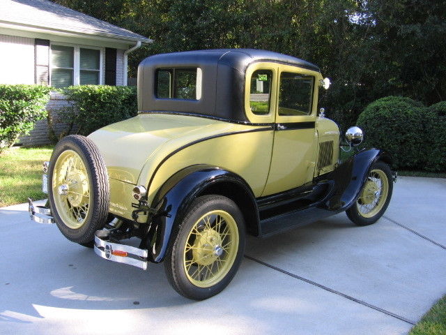 1928 Yellow Ford Model A Coupe