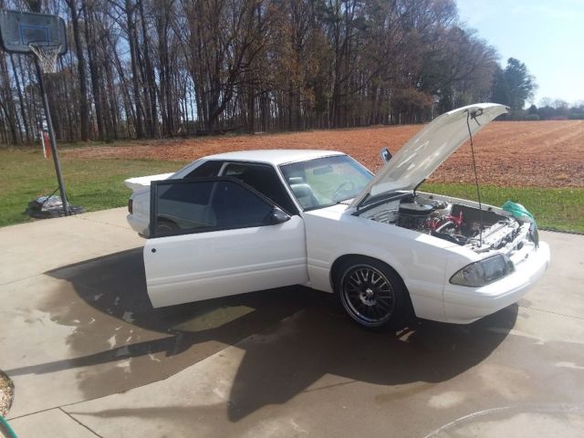 1989 White Ford Mustang Hatchback