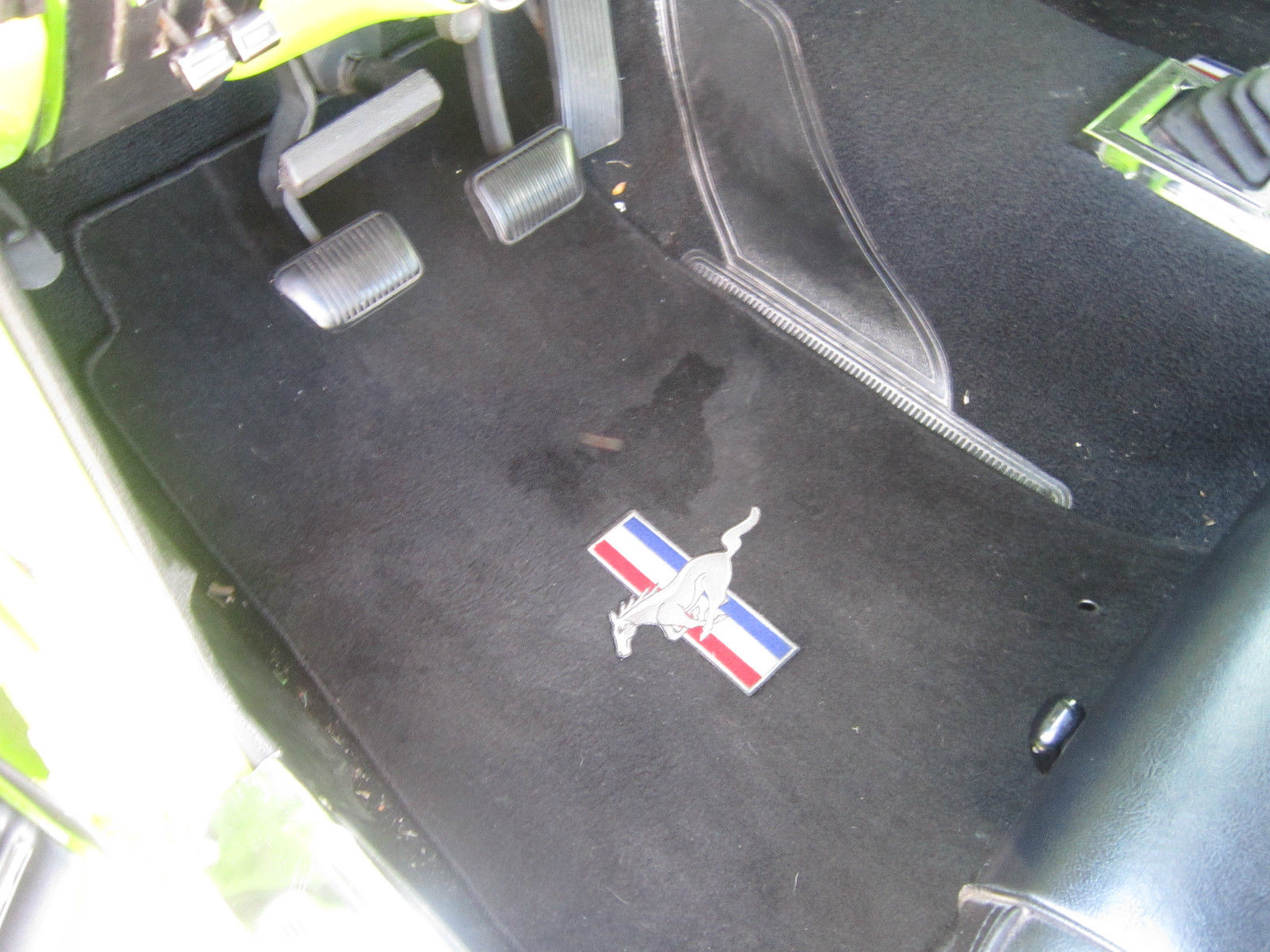 1967 white with green racing stripes Ford Mustang Coupe