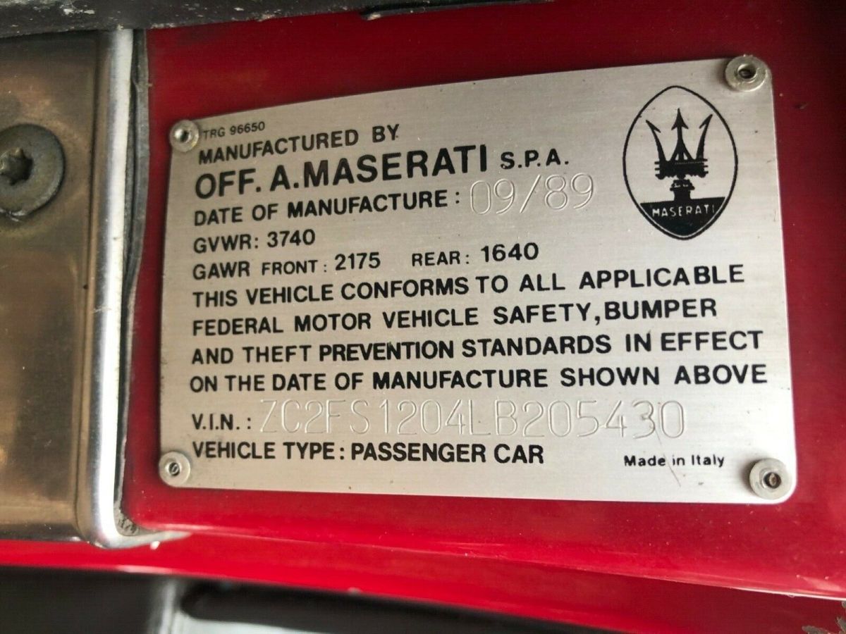 1990 Red Chrysler TC Maserati Convertible