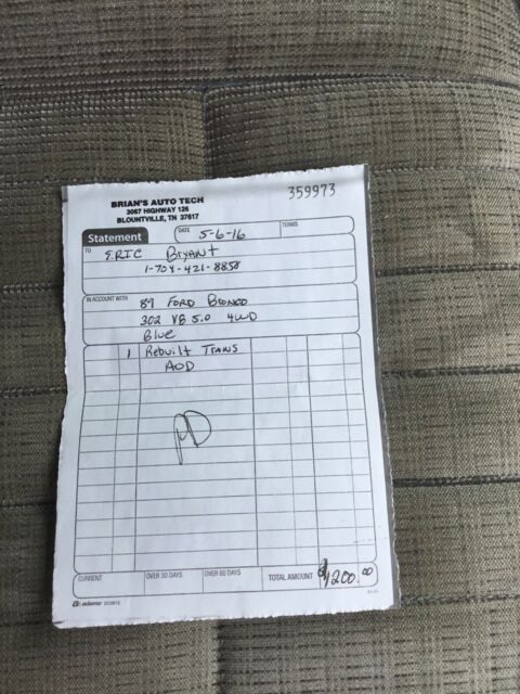 1989 Blue Ford Bronco SUV