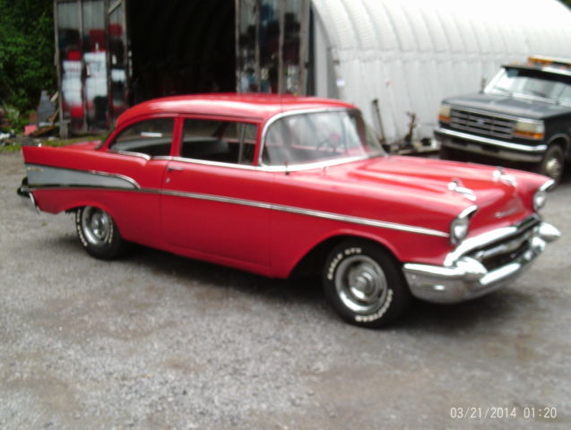 1957 Red Chevrolet Bel Air/150/210 Sedan